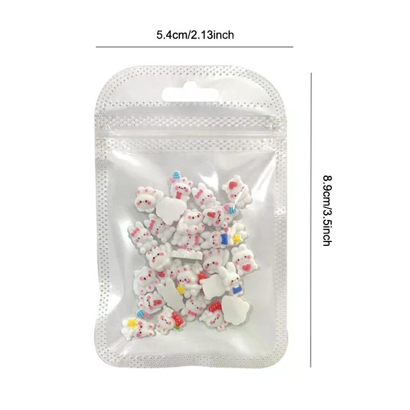 30Pcs Kawaii 3D Resin DIY Nail Charms - Cartoon Bunny Little Brown Bear Candy Color Decoration, Cute Manicure Accessories