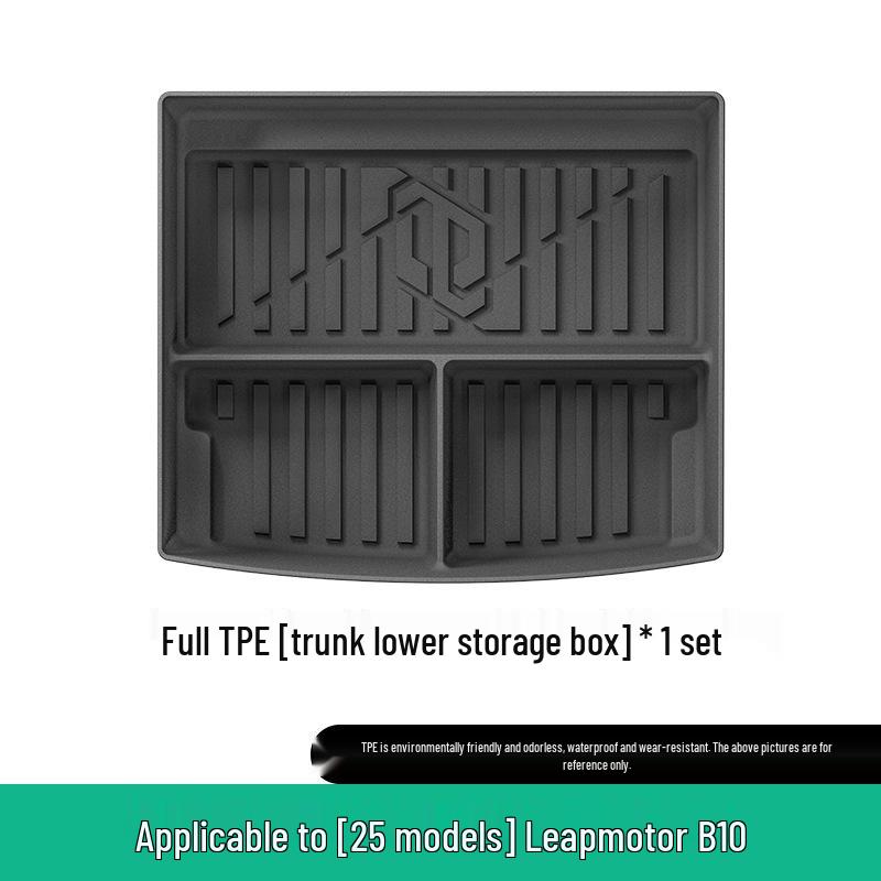 Compatible with 25 Leapmotor B10 models, eco-friendly TPE floor mats, trunk mats, and seat back mats.