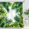 Beautiful Tropical Plant Leaves Shower Curtain Watercolour Palm Tree Leaves Printed Polyester Fabric Bath Curtain Bathroom Decor