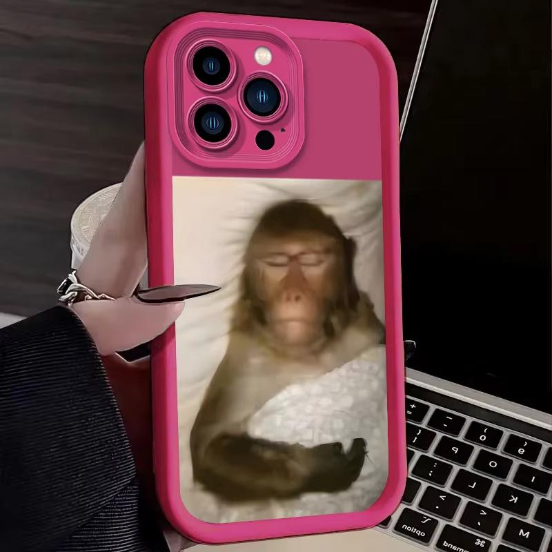 Funny Sleeping Monkey Lovely Phone Case For iPhone 16 15 14 13 12 11 Pro Max XS Max XR 7 8 Plus Shockproof Silicone Back Cover