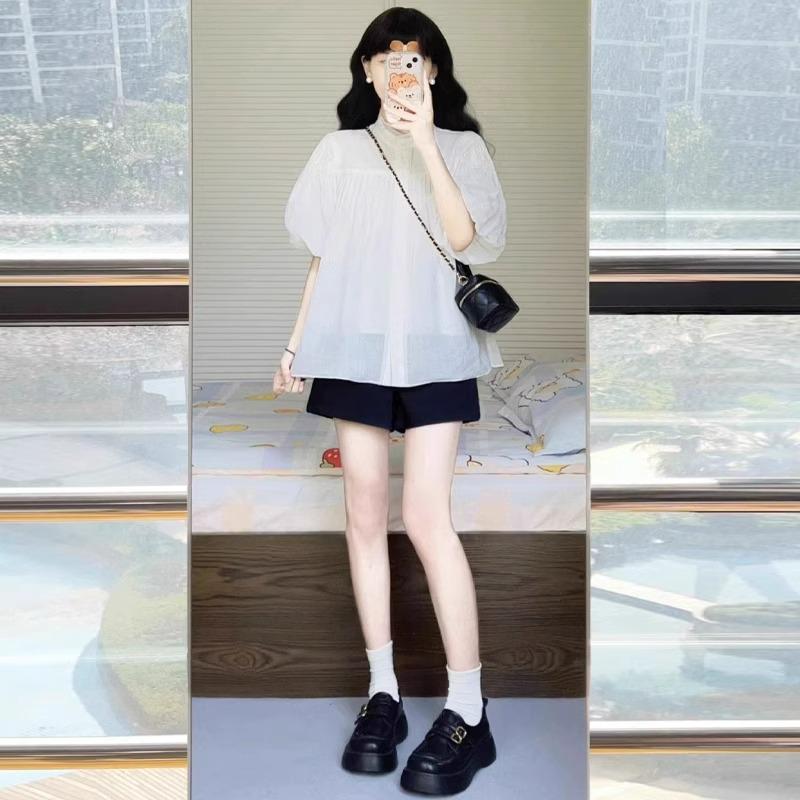 

Женские маленькие повседневные белые хлопково-льняные шорты карго - Лето 2025, Свободные широкие, Спортивные шорты до колена L (recommended for 106-115 lbs) чёрный