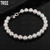 925 Sterling Silver 8mm Antique Bead Side Chain Simple and Elegant Bracelet Gift Jewelry