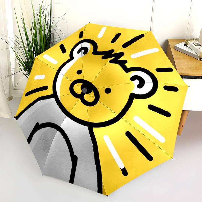 Bear pattern, automatic folding umbrella, portable and foldable design, 8 ribs, a Christmas or birthday gift.