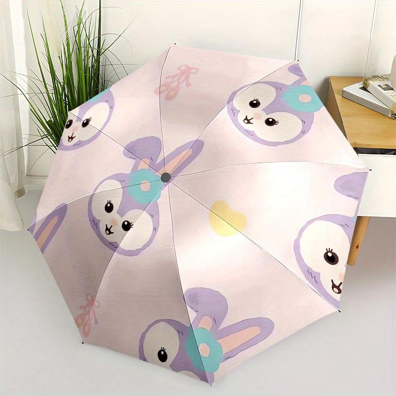 Disney Bunny,Pastel,Cute Manual Opening and Closing Umbrella, 8-Rib Reinforced Folding Design, Lightweight