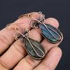 Labradorite 999 Copper Wire Wrapped Earrings, Handmade Gemstone Earrings Jewelry, Gifts For Wife Brand New Earrings