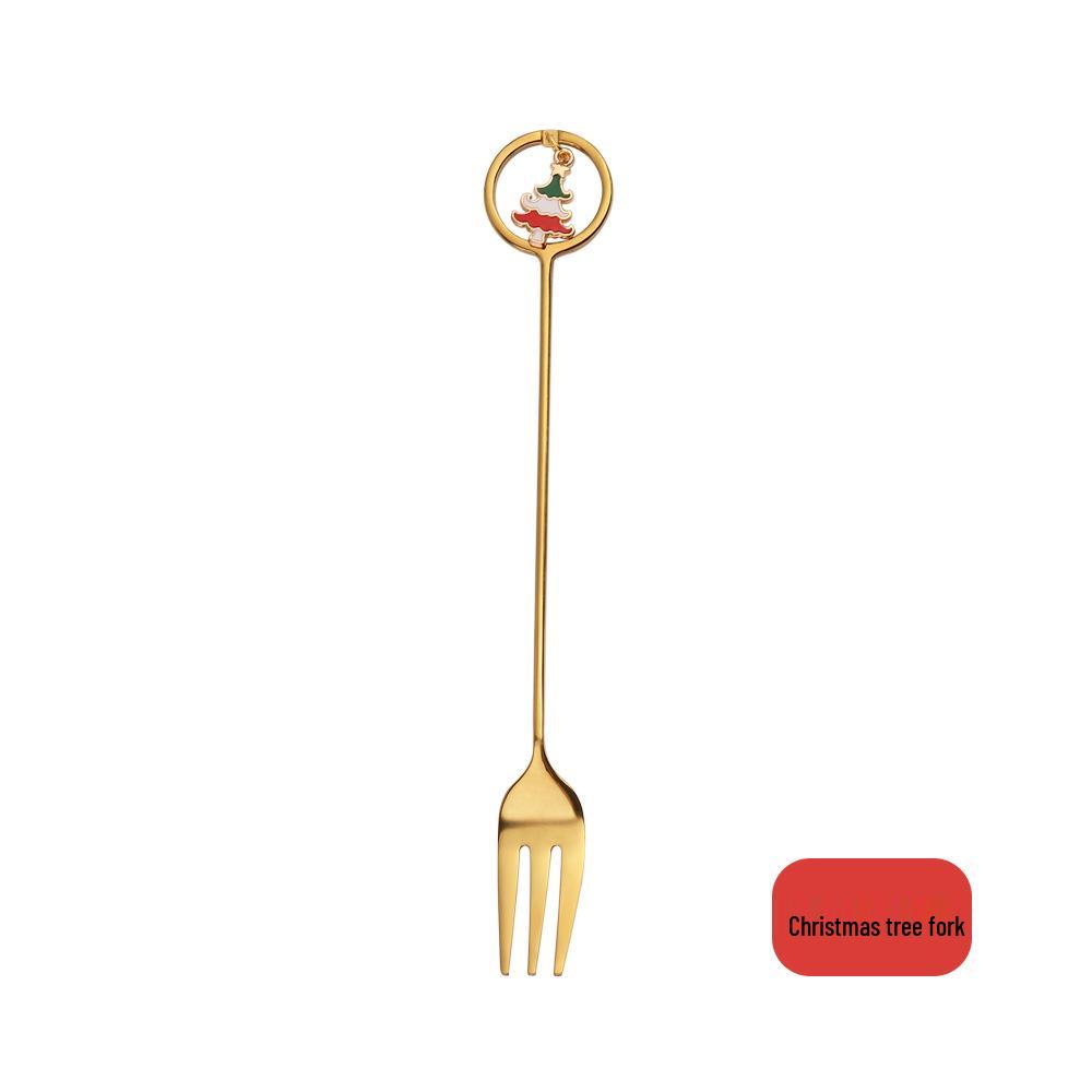 J Creative Christmas Reindeer Spoon & Fork Set - Cute Dessert & Coffee Stirring Gift