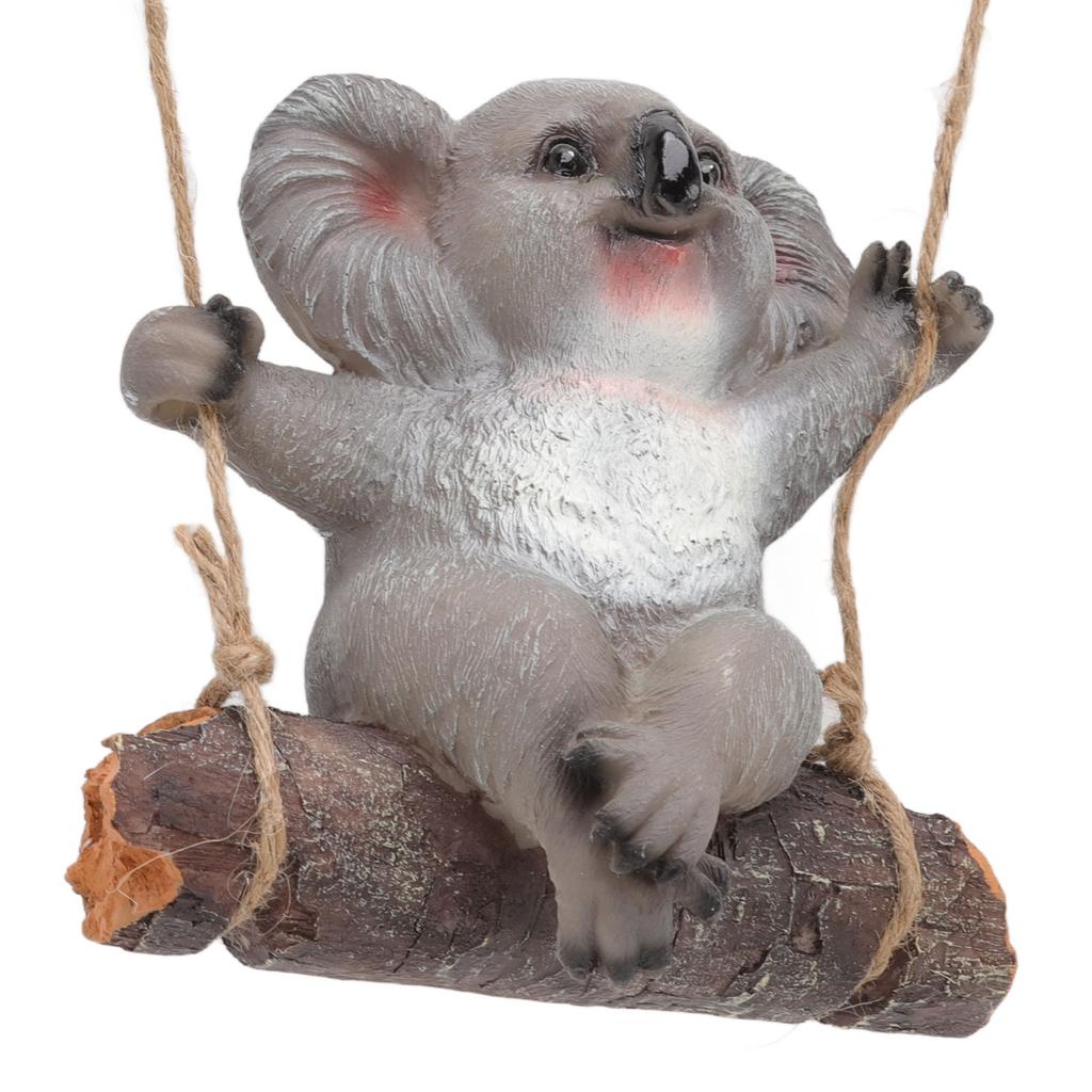Rzeźba Koali na Huśtawce Kreskówkowa Syntetyczna Żywica Figurki Zwierząt Dekoracja do Dekoracji Ogrodu Akcesoria