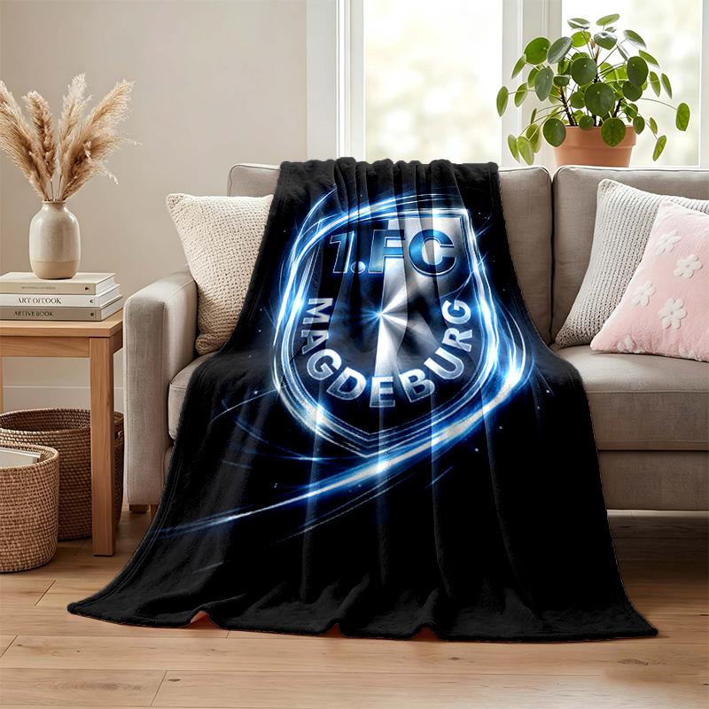 1. FC Magdeburg Decke Flanelldecke Weiche Gemütliche Plüschdecke für Sofa Bett Leichte Heimdekoration
