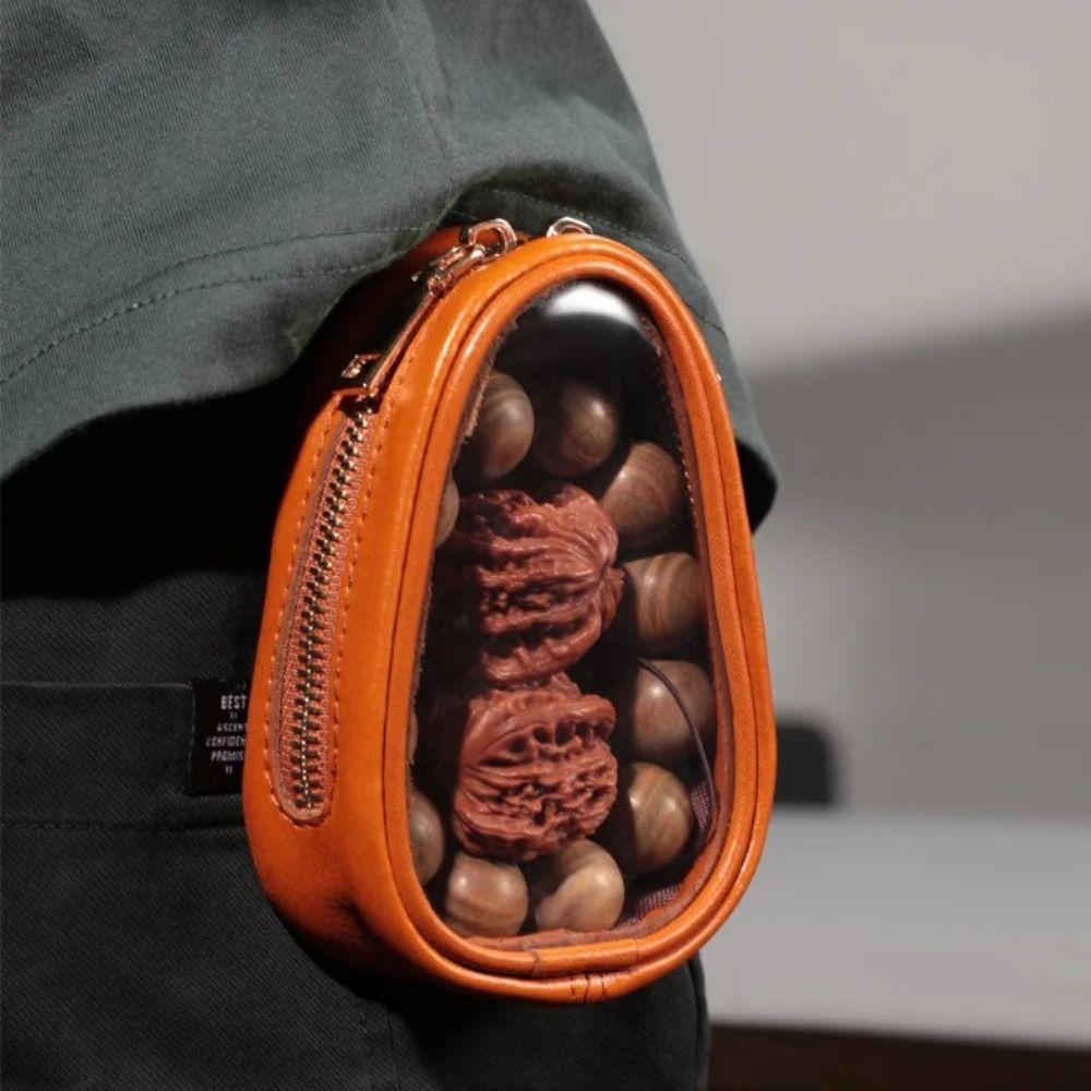 Transparent Design Jewelry Organizer Bag Leather Material Waterproof Jewelry Bag Hand String