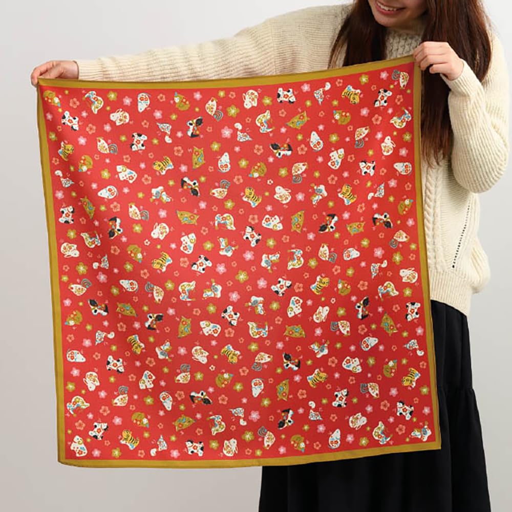 HEADS Furoshiki 75 X 75 10 Lucky Charm Twelve Zodiac HEADS (wrapping Cloth) Cm, Pieces, Furoshiki, Signs, ENJ-FUR1