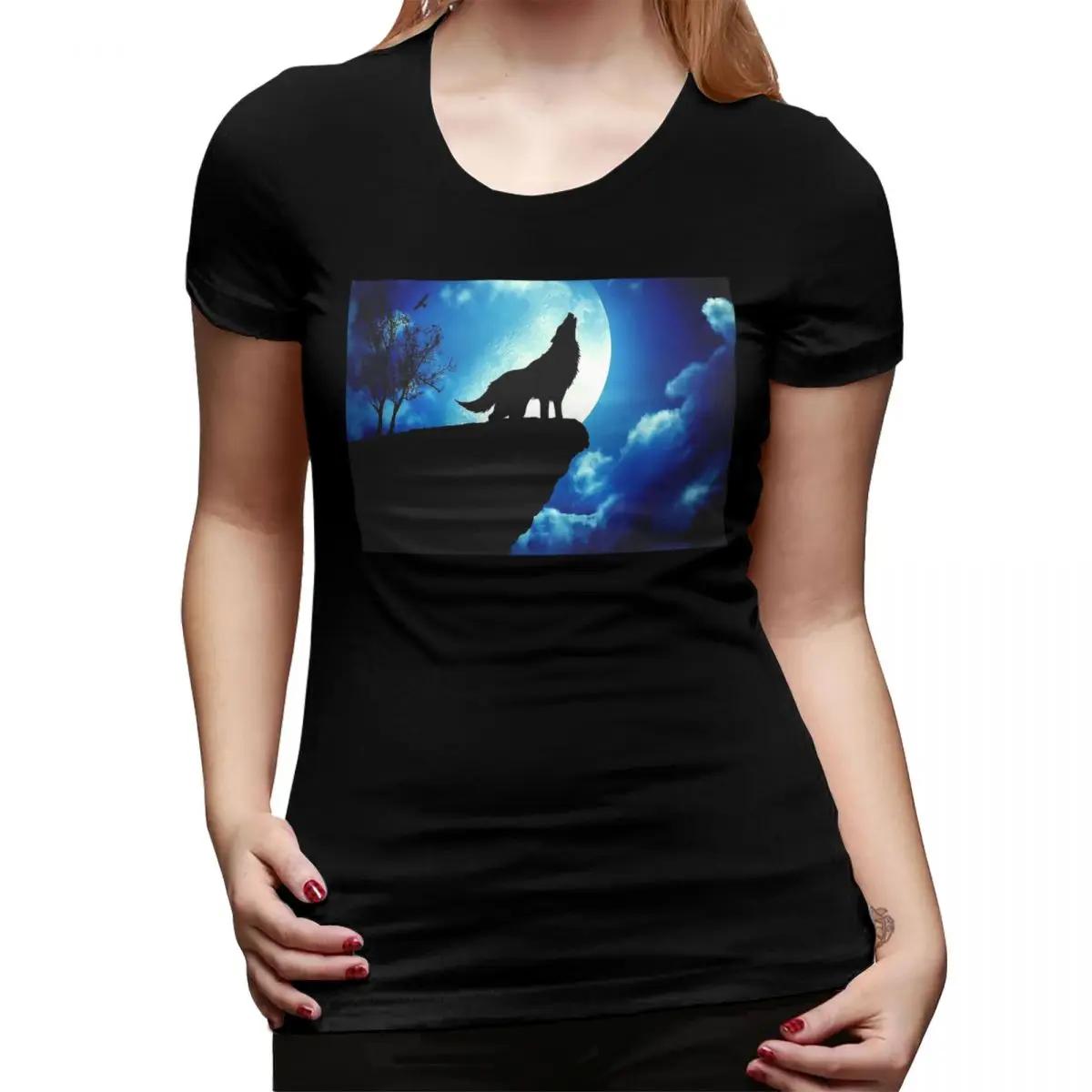 

Howling Wolf TShirt for Women Crew Neck Streetwear T Shirts Womens Short Sleeve Summer Clothes Tops 4XL