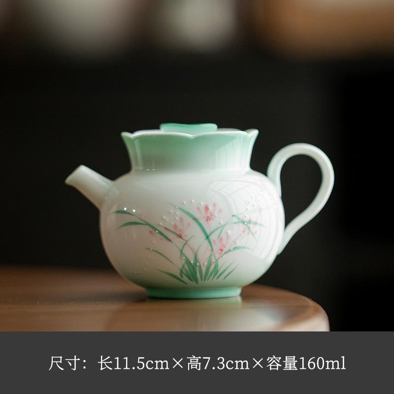

160ml Gradient Ramp Hand-painted Orchid Teapot Antique Tea Infuser Pot Tea Brewing Kettle With Ball Hole For Tea Craft Supplies