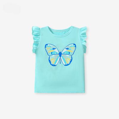 Baumwoll-T-Shirt Cartoon-Wasserzeichen Mädchen-T-Shirt Sommer Baumwolle Kurzarm-Top für Kinder
