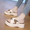 French High-end Thick-soled Crossed Slippers Women's Summer Wear 2025 New Fairy Style with Skirt Beach Cool Slippers