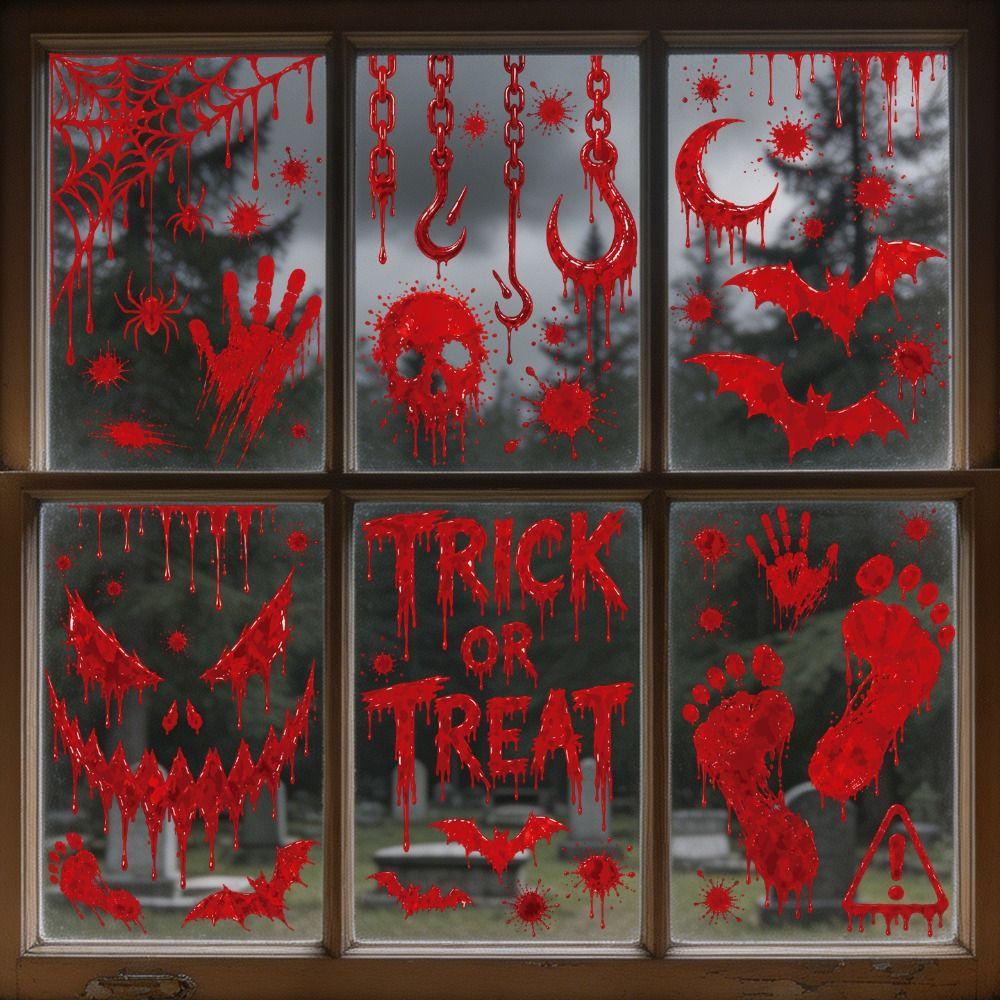 Reusable Halloween Window Stickers Scary Realistic Electrostatic Window Decals  Home Decoration