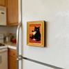 Set of 6 Cute Cats Design Art Print Wooden Frame Magnetic Sticekr for Refrigerator Decors Famous Painting Fridge Magnets