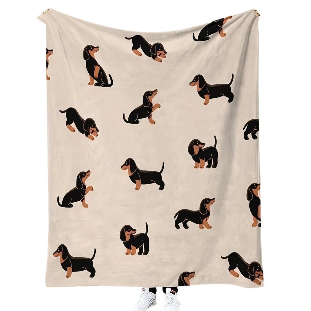 Cute Wiener Dog Print Flannel Blanket Throw Ultra Soft All Season Use For Sofa Office Camping Best Gift Hot Item