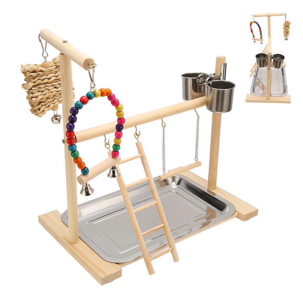 Bird Playground Safe Bite Proof Relieve Boredom Wood Parrot Playstand Stand for Birds Parrots