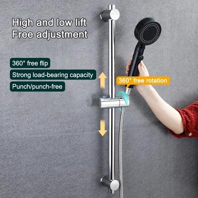 304 Edelstahl Duschgleitsystem Verstellbare Duschgleitschiene Bad Handbrause Stange Bohrlos Duschlifter