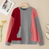 ZANZEA Women Casual Round Neck Patchwork Autumn Long Sleeve Sweatshirt