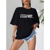 European and American Fast Fashion Black Casual Letter Print T-Shirt Simple Round Neck Short Sleeve Loose Comfortable Top