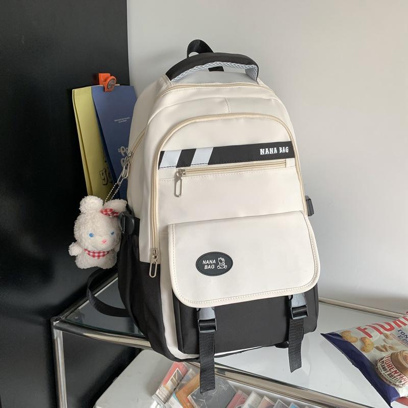 Schoolbag Junior High School Girl Japanese Ins College High School Joker Contrast Minority Design College Student Backpack Backpack