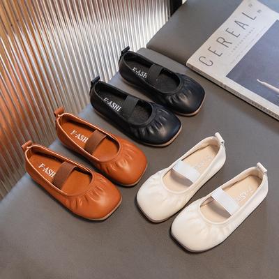 Chaussures plates pour filles, chaussures décontractées souples de style japonais pour enfants, bande élastique simple, chaussures mocassins à la mode pour enfants, bout carré, nouveauté 2024
