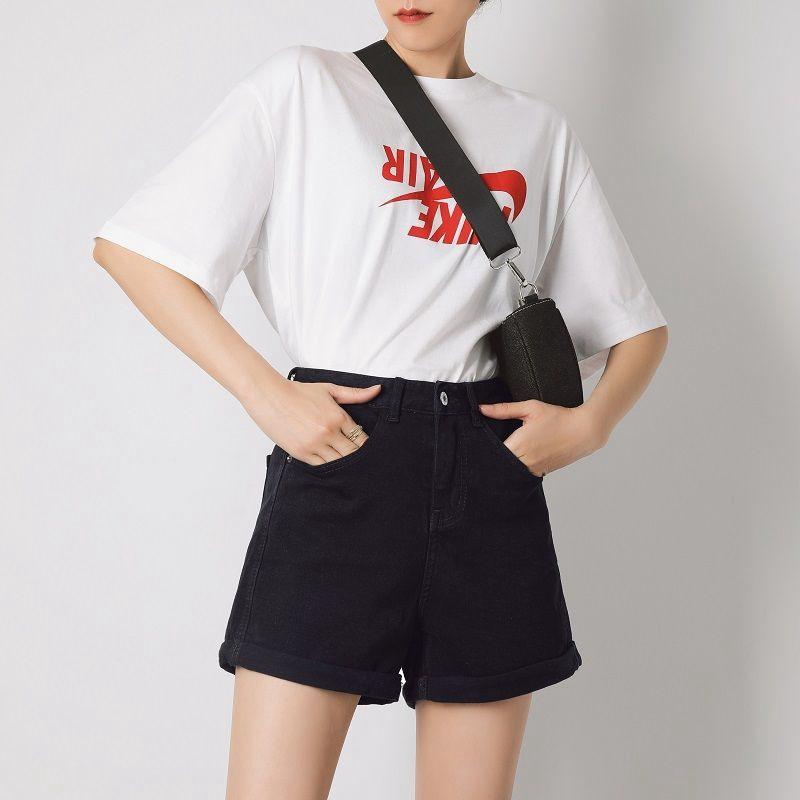 

Классическая и минималистская мода, универсальные женские летние брюки с завышенной талией, тонкие повседневные брюки с широкими штанинами, джинсовые шорты 2XL чёрный