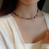Round Tiger Eye Stone Necklace Artificial Glass Chain Choker New Pearl Beaded Necklaces  for Women
