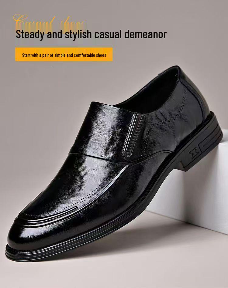 Versatile Embossed Cowhide Leather Casual Men's Shoes