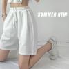 Lockere, gerade Sport-Waffel-Shorts mit mittlerem Bein, Sommer-Hottie, hoch taillierte, lässige Viertelhose mit weitem Bein