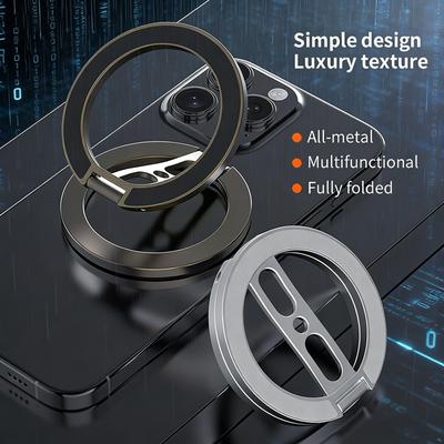 Rotatable Magnet Stand for Magsafe Double-sided Strong Magnetic Holder Mobile Phone Finger Ring Stand for iPhone Huawei Samsung