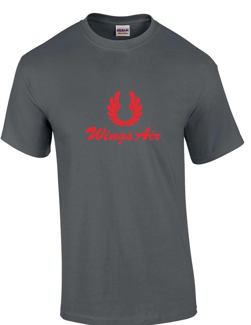 Wings Air Red Retro Logo Indonesian Airline Charcoal Gray Cotton T-Shirt M