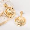 Exaggerated Design Pleated Alloy Geometric Pendant Earrings Women Retro Luxury Texture Minimalist High Grade Ear Jewelry