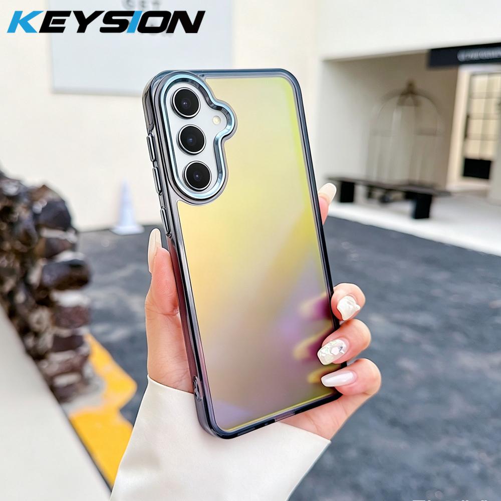

KEYSION Fashion Laser Gradient Colorful Phone Case for Samsung A54 5G A34 A24 A14 TPU+PC Shockproof Back Cover for Galaxy A04S for Samsung A54 5G чёрный