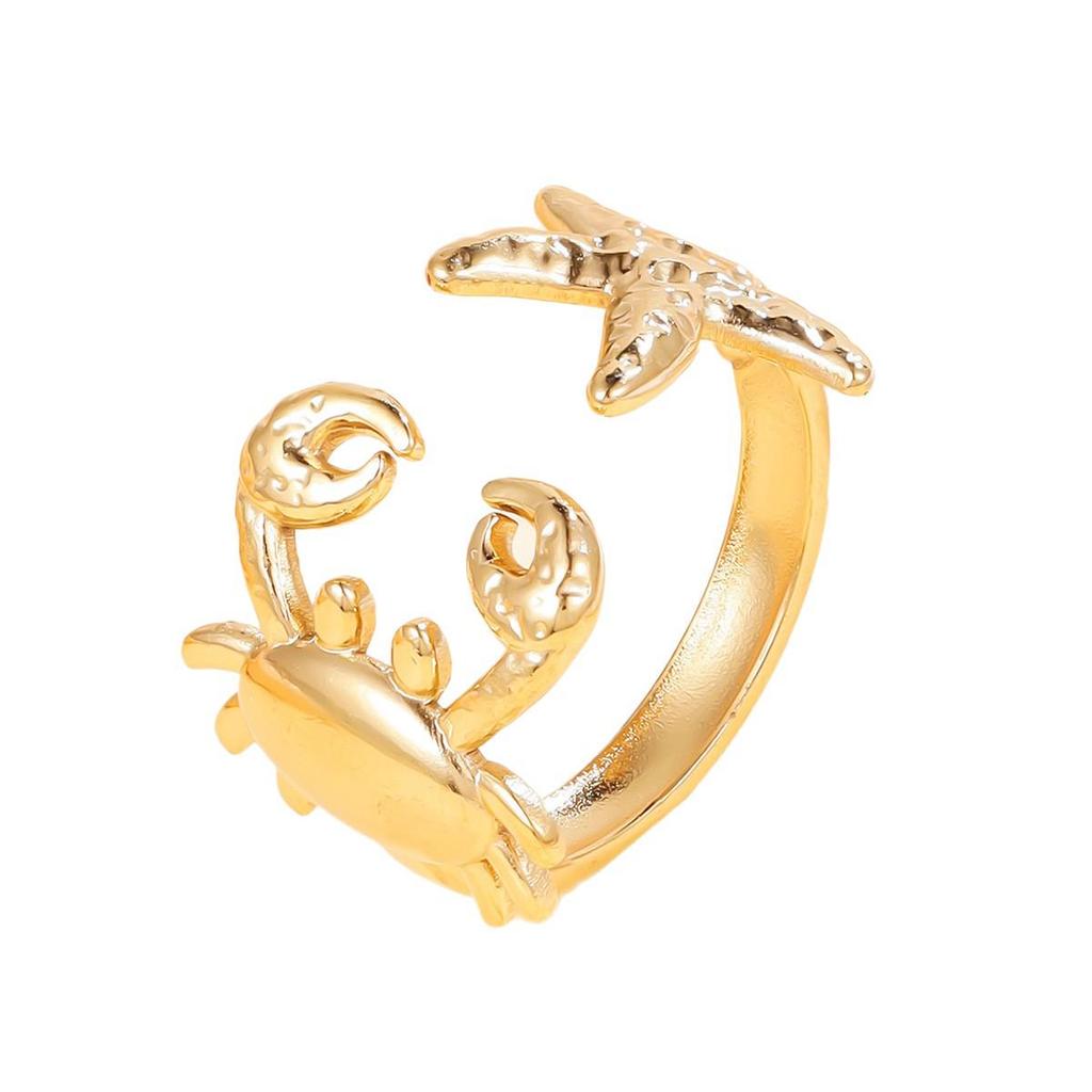 Casual Ocean Series Starfish Shell Stainless Steel Openable Ring - Hot Selling
