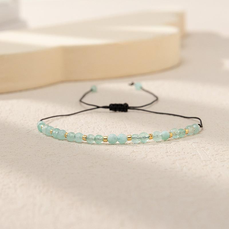 Bohemian colored rice bead bracelet women's ins wind niche faceted stone adjustable hand rope jewelry tide