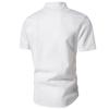 Summer Solid Stand Collar Men's Casual Shirt Buttons Short Sleeve White Black Shirts Men Pullover Top
