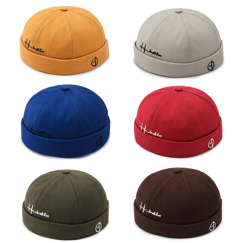 Cappello a Cupola Vintage Uomo Cappellino da Pescatore in Cotone per Uomo Donna Primavera Autunno Cappello Senza Visiera Cappelli Hip Hop Cappelli da Proprietario Senza Visiera Streetwear