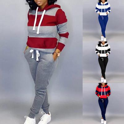 Trendy Two Pieces Set Women Autumn Tracksuit Elastic Waist Pullover Women Hoodie Pants Sets
