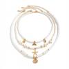 Pack of 3pcs Ocean Inspired Shell Bead Necklaces Layered Neckchain Adjustable with Unique Accents for Women And Girls