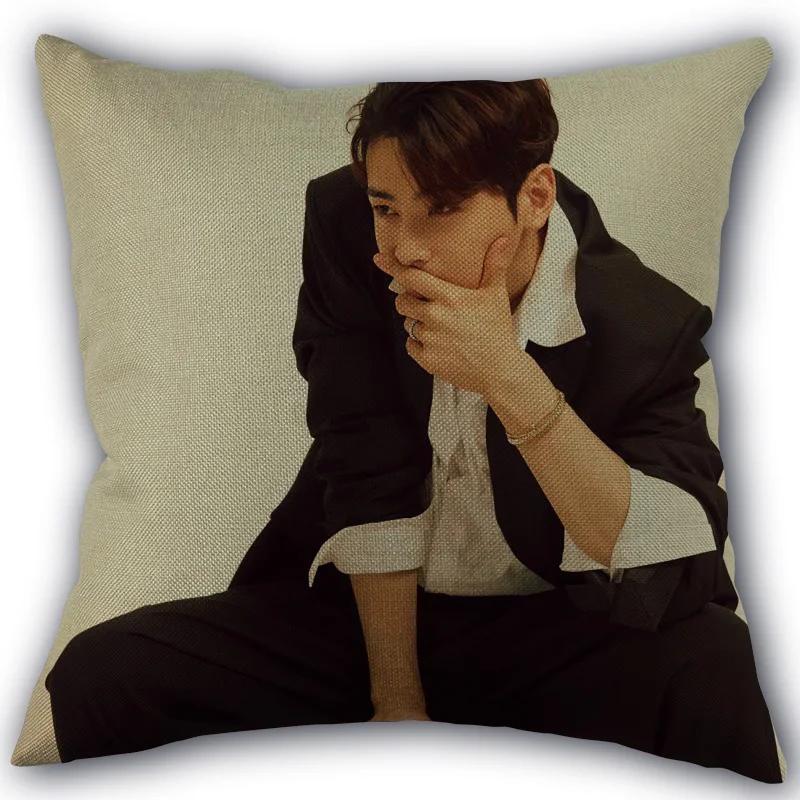 Kpop Cha EunWoo Pillowcase New Cotton Linen Fabric Square Zipper Pillowcase 45X45 Wedding Decorative Pillow cover