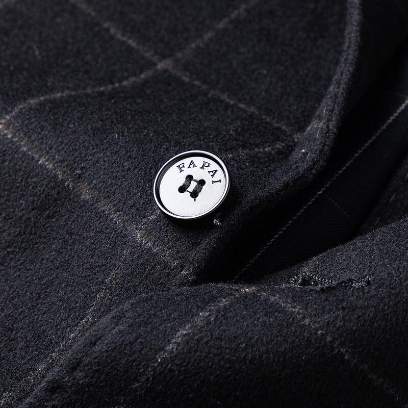 FAPAI Men's Merino Wool Plaid Mid-Length Overcoat