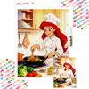Little Mermaid Ariel Chef Cooking Diamond Art Painting Handmade Diy Kit Home Decoration