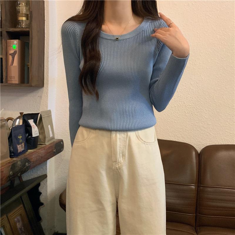 1116 New Slim-fitting Low-necked Sweater Women's Bottoming Sweater Autumn and Winter Long-sleeved Knitted Sweater