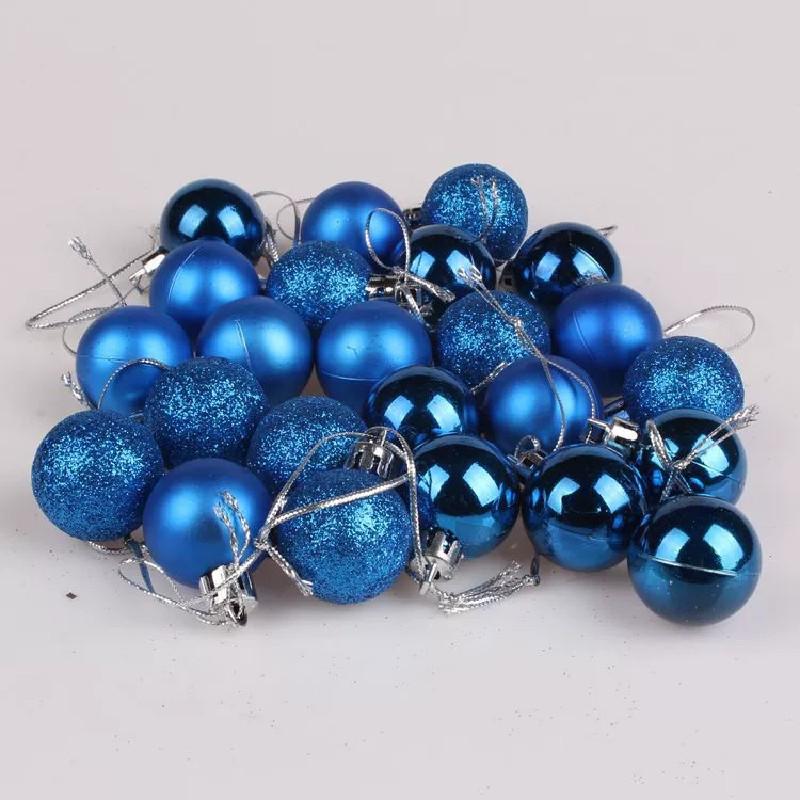 30mm Pack 24 Christmas Matte And Glitter Decor Ball Festival Props Atmosphere