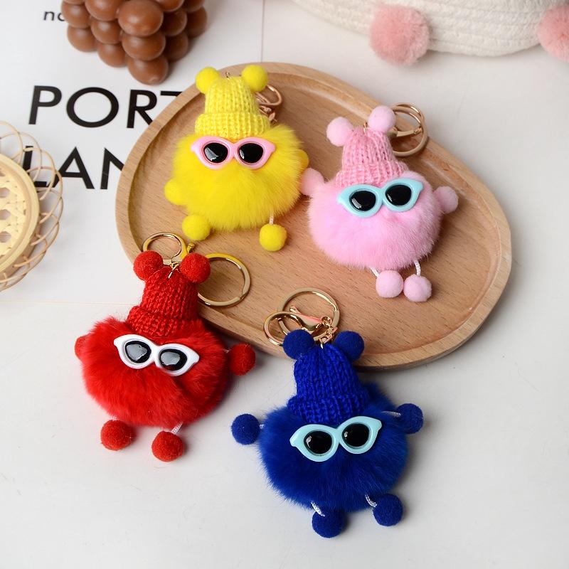 Cute Fluffy Elf Car Keychain With Real Rabbit Fur Ball