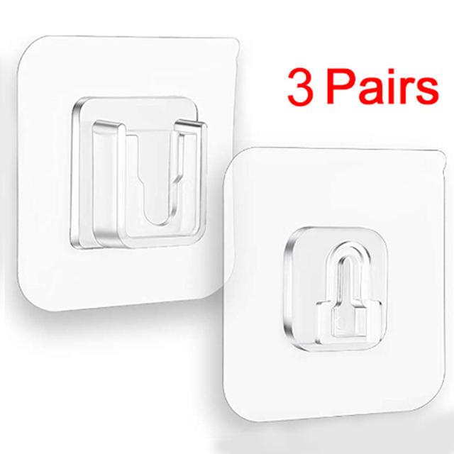 Multi-Purpose Hooks Cable Organizer Double-Sided Adhesive Wall Hooks Waterproof Towel Hooks Stickers Kitchen Bath Door Hooks