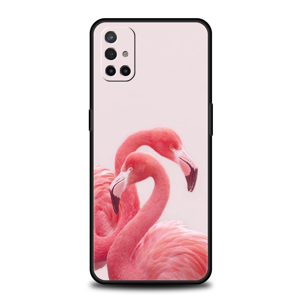 Lovely Pink Flamingos Leaf Phone Case For OnePlus 12 11 10 9 8 7 7T Pro 12R 10R 9RT 9R 8T Nord N100 N200 N10 2T CE 2 5G Cover