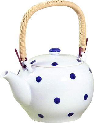 World Create Classic Blue and White Teapot, Polka Dot Design, 800cc, Indigo Flower Pattern, 14415
